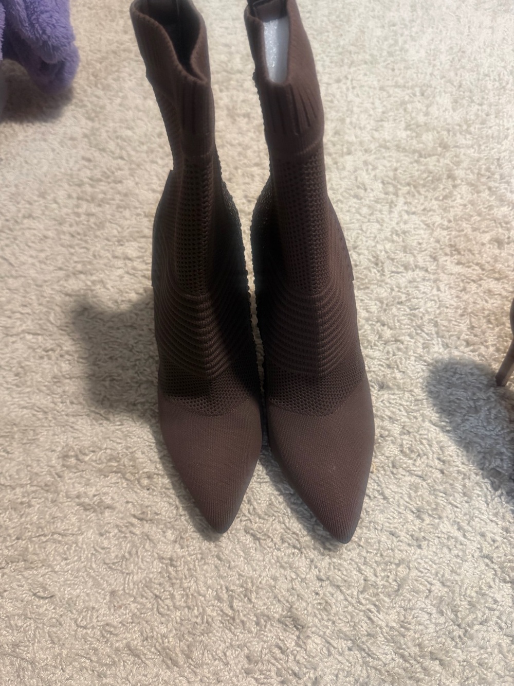 Steve Madden Brown Knit Pointed Toe Sock Boot